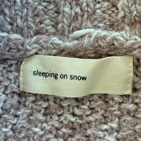 Anthro Sleeping On Snow Mauve Pink Cotton Alpaca Off Shoulder Sweater - Size M - Picture 10 of 16